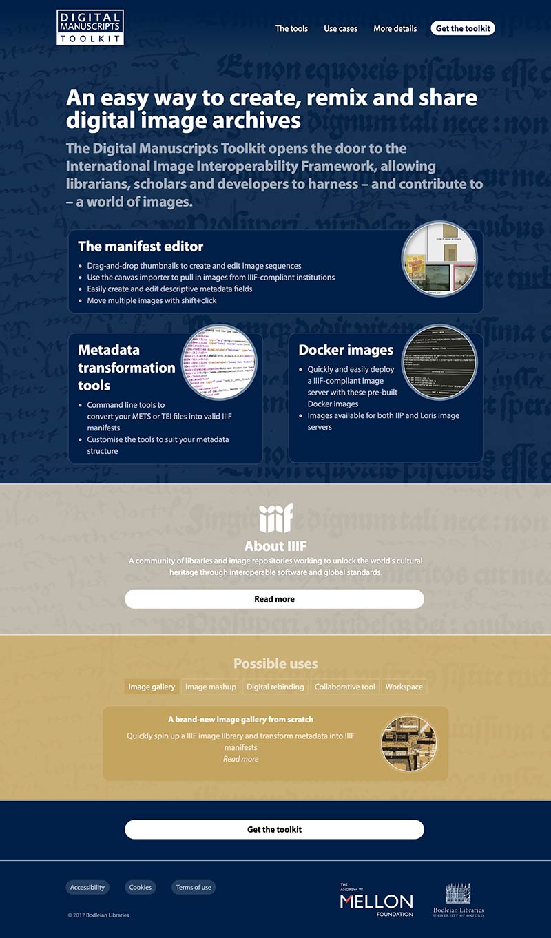 Bodleian Libraries Digital Manuscripts Toolkit website
