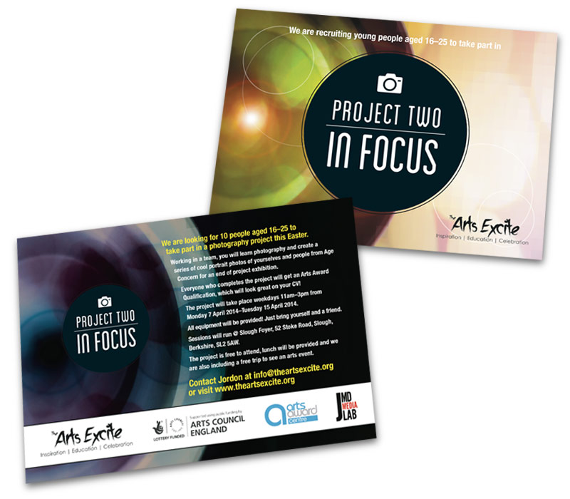 'Project Two: In Focus' promotional postcard