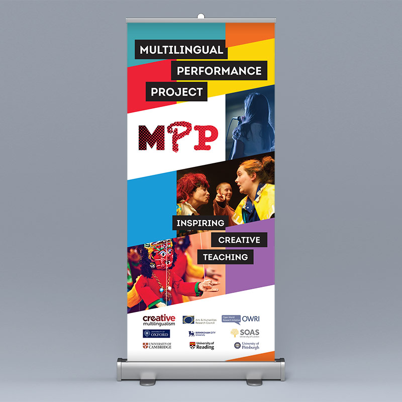 Multilingual Performance Project pull-up banner design