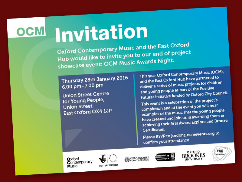 OCM Music Awards Night invitation